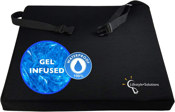 Lifestyle Wheelchair Cushion, Waterproof Orthopedic Gel Seat Pad for Back Support, Sciatica, Tailbone Pain Relief (18"
