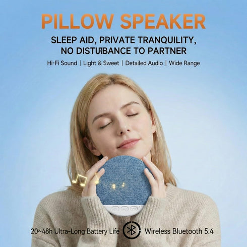 ROUASD 5.4 Ultra Thin Under Pillow Speaker, White Noise & Nature Sounds Sleep Sound Machine, Blue-Tooth Pillow