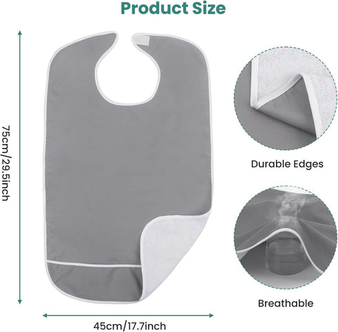 sturion Adult Bibs for Men Women, Adult Bibs for Eating Waterproof Clothing Protector with Crumb Catcher, Large Size
