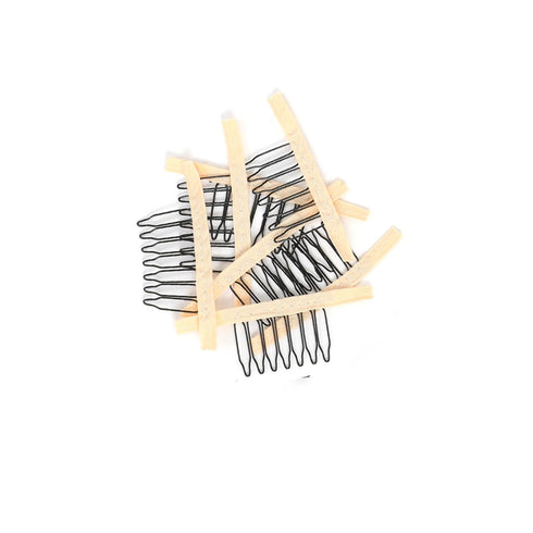 20 Pieces Wig Combs, 7-teeth Wig Clips for Securing Wig Caps (Beige, 20 Pcs)