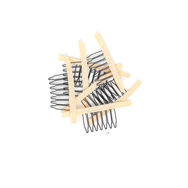 20 Pieces Wig Combs, 7-teeth Wig Clips for Securing Wig Caps (Beige, 20 Pcs)
