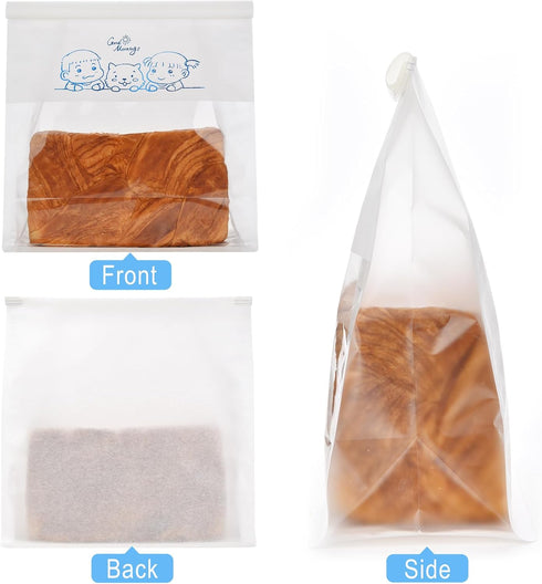 50 Paper Bread Bags for Home Bakery, Large Storage Bags with Window/Ties for Sourdough and Baked Goods