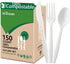 100% Compostable Heavyweight No Plastic Utensils, Eco-Friendly Forks, Knives, Spoons for Parties, Weddings, BBQ