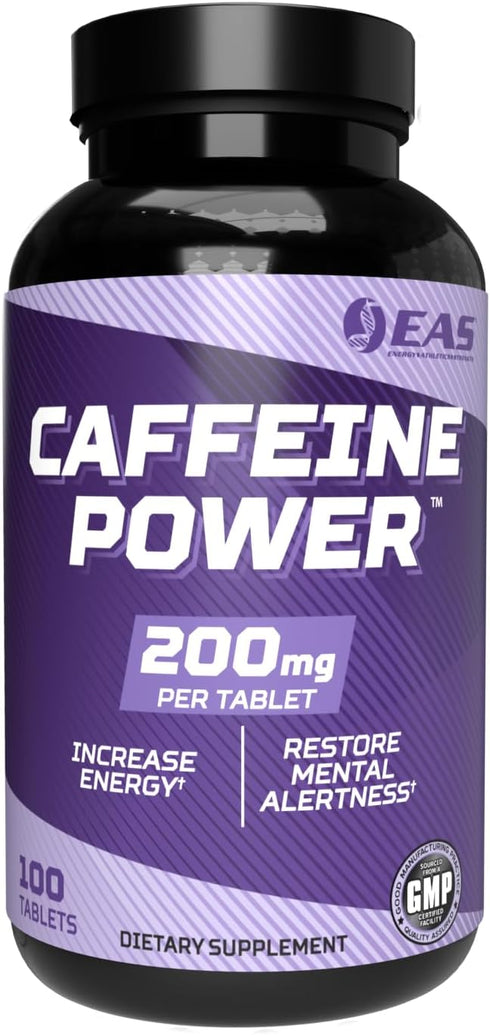 Caffeine Power 200mg: Caffeine Pills Supplement to Increase Energy & Restore Mental Alertness, 100 Tablets