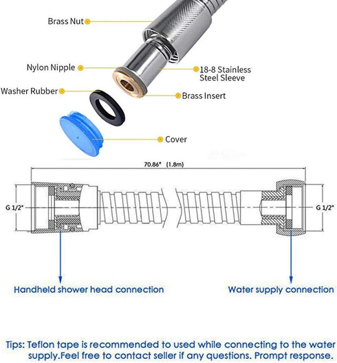Nozzles, GNEGKLEAN Shower Enema Douche Kit, Stainless Steel Anal Cleaner with Handheld Spray, Flexible Hose & Hygienic