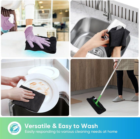 HOMEXCEL Microfiber Cleaning Cloth, 12 Pack Premium Towels for Cars, Lint-Free, Highly Absorbent, 11.5" x 11.5"