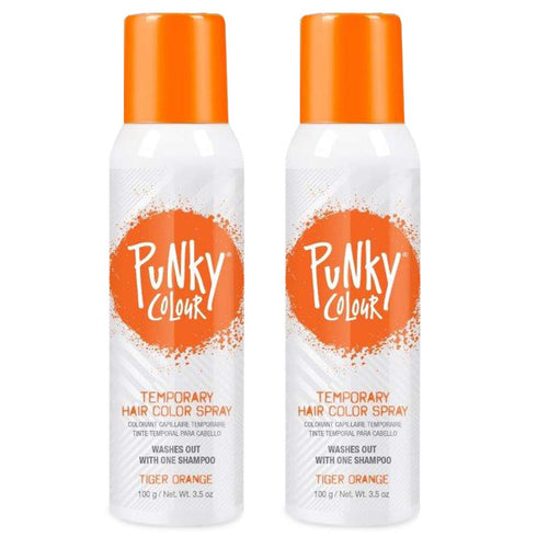 Punky Temporary Hair Color Spray - Tiger Orange, Non-Sticky, Non-Damaging Hair Dye, 3.5 oz, 2-Pack