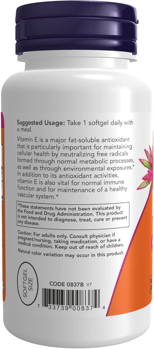 NOW Supplements Vitamin E-400 IU - 100 Count for Antioxidant Protection