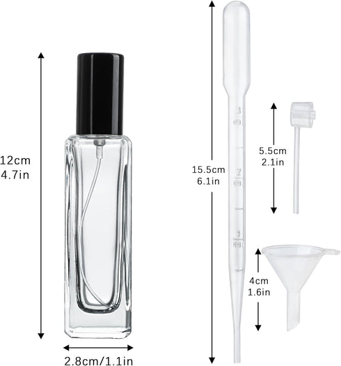 YU FENG 6 Pack Clear Glass Perfume Sprayer Bottle, 30ml Portable Fine Mist Sprayer, Empty Refillable Travel