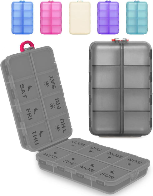 Pill Organizer Travel Medicine Case - Travel Pill Case with Etched Labels,