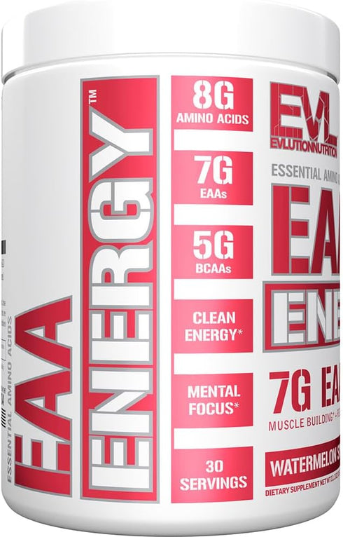 Evlution Nutrition EAA Energy Pre & Post Workout Powder, 7g Essential Amino Acids + 5g BCAAs, 30 Servings
