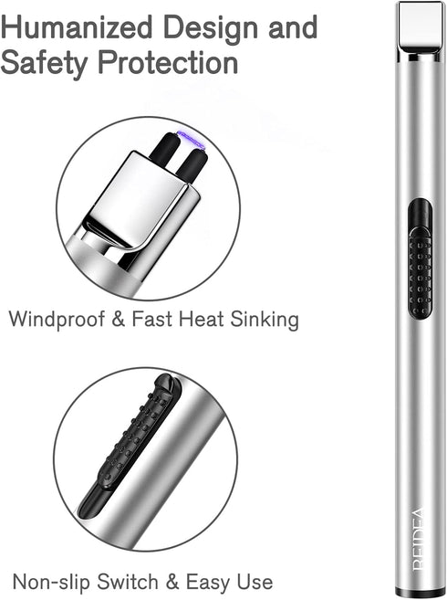 REIDEA Candle Lighter - Electric Arc Lighter with Safe Protector Button, USB Rechargeable for Camping