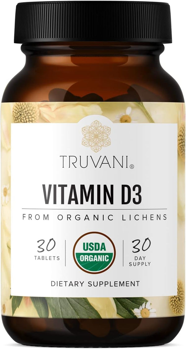 Truvani Organic Lichen Vitamin D3, 30 Tablets