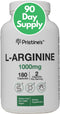 PRISTINE'S L Arginine 1000mg Nitric Oxide Blood Flow Supplement Capsules - 90 Day Supply for Energy & Endurance