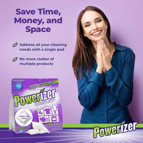 Powerizer Complete Pods - Multipurpose Cleaning Pod, Plant-Based Laundry and Dishwasher Pods, 42 Pods
