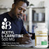 Bronson Acetyl L-Carnitine 500 MG, High Potency Amino Acid, Non-GMO, 120 Capsules
