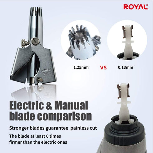 ROYAL Nose Hair Trimmer for Men, Manual, Battery-Free, Waterproof, Painless with 12 Dual-Edged Blades ET-4