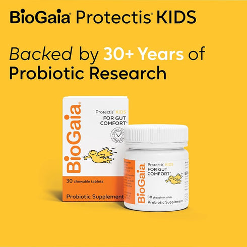 BioGaia Protectis Kids Probiotic for Ages 3+, Eases Digestive Issues, 30 Day Supply, Allergen Free