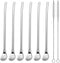Reusable Stainless Steel Drinking Straws with Filter Spoon, 6 Pieces Yerba Mate Tea Bombilla Straws, 7.1inch