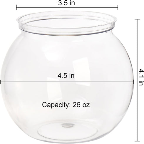 Okllen 6 Pack Mini Fish Bowl, 26 Oz Plastic Ivy Bowls, Unbreakable Bubble Ball Vases for Party Decor, Carnival Games, Candy, Table Centerpiece, BPA Free, Clear