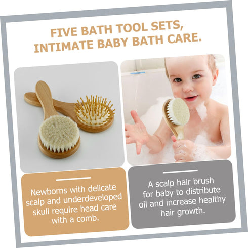PERSELOSO Infant Soft Wooden Hair Comb for Gentle Scalp Grooming for Newborn Hair Care and Bath Time