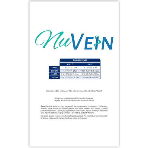 NuVein Sheer Compression Stockings, 15-20 mmHg Support, Knee High, Open Toe, Medium Denier, Beige, Medium