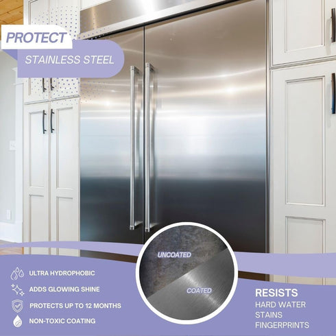 Fixture Shield | Multi Surface Ceramic Coating Spray for Stainless Steel Appliances | Soap Scum Preventer for Shower