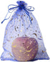 SUNGULF 100Pcs Blue Sheer Organza Drawstring Pouches with Stars and Moon for Wedding Party Favor Bags