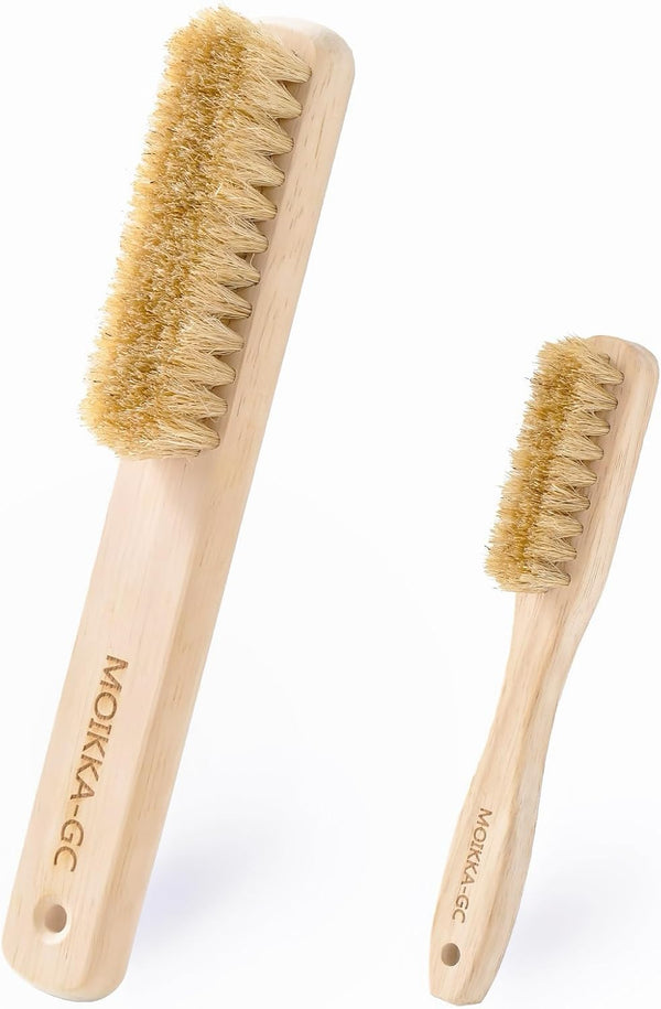 MOIKKA-GC Wood Laundry Stain Brush Set (Large + Small) with Boar Bristles Tough