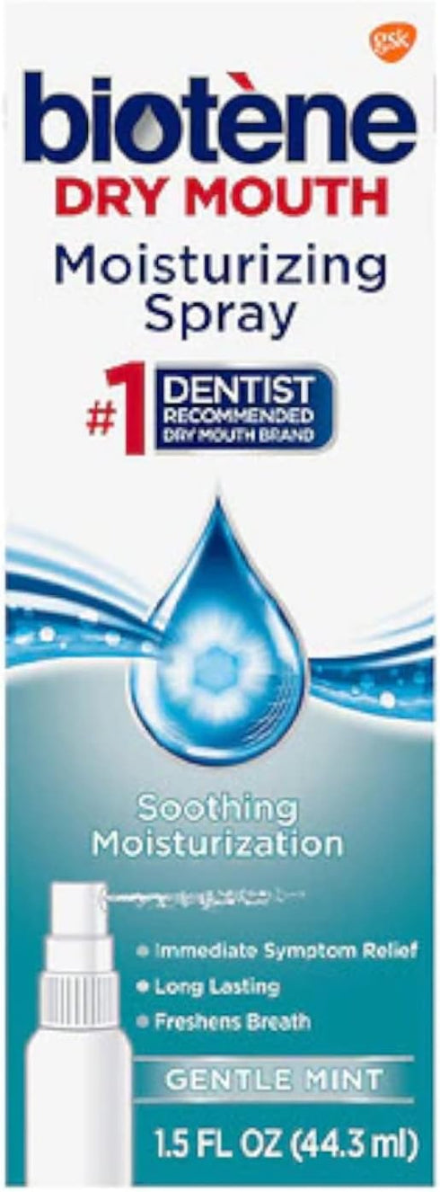 Biotene Moisturizing Dry Mouth Spray, Gentle Mint, 1.5 fl oz (Pack of 4)