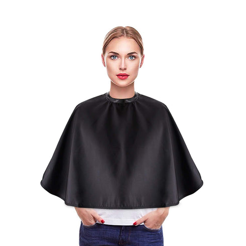 Noverlife Black Makeup Cape, Chemical & Water Proof Beauty Salon Shorty Smock for Clients, Lightweight