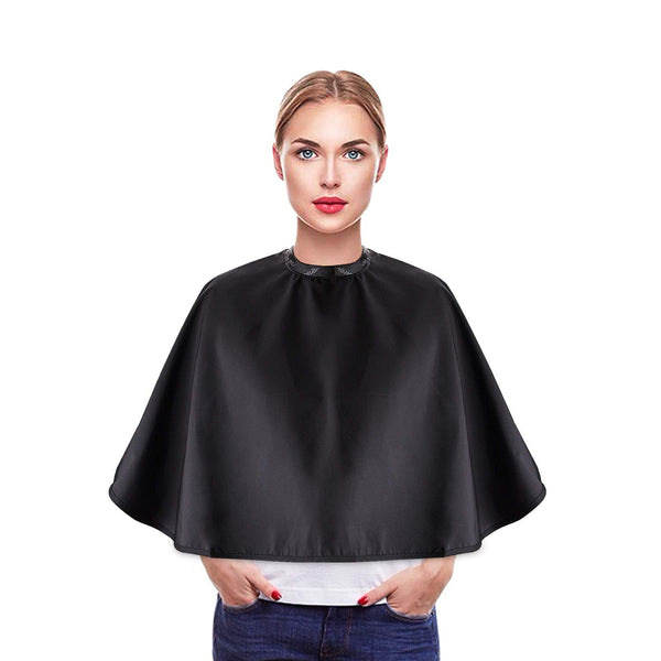 Noverlife Black Makeup Cape, Chemical & Water Proof Beauty Salon Shorty Smock for Clients, Lightweight