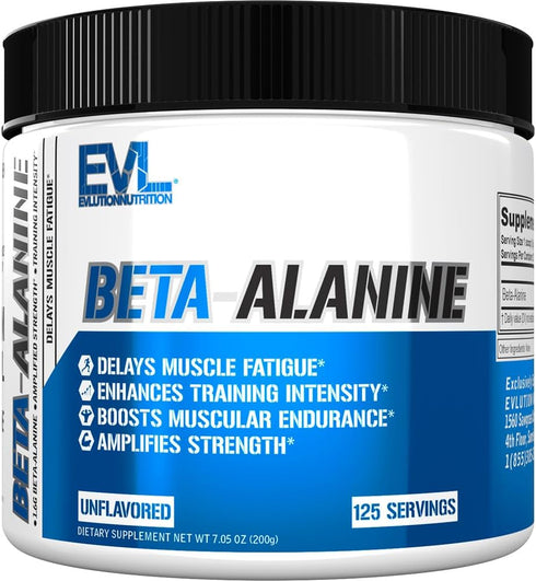 Evlution Nutrition Beta-Alanine, Supports Muscle Endurance, Intense Training, 1.6g Pure Beta-Alanine Per Serving