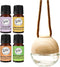 Wild Essentials Glass & Wood Hanging Aromatherapy Diffuser Starter Kit | Includes 4 Pure Essential Oils