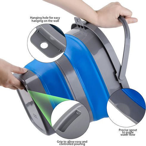 Tiawudi 3 Pack Collapsible Bucket, 1.32 Gallon (5L) Small Plastic Water Bucket for Cleaning, Fishing