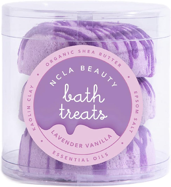 NCLA Bath Treats All-Natural Bath Bombs Set of 3 | Vegan, Cruelty-Free Clean Skincare (Lavender Vanilla)