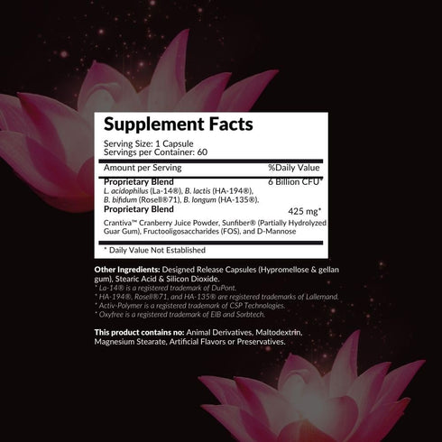 Intelligent Labs Women's Probiotics Formula with Cranberry Extract, D-Mannose, 60-Day Supply, 6 Billion CFU
