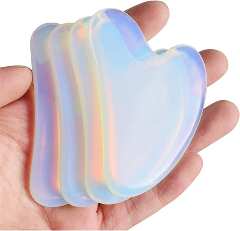 MObyat 1Pcs Handmade Guasha Board Opalite Stone Scraper Massage Tool for Neck Back Body Pressure