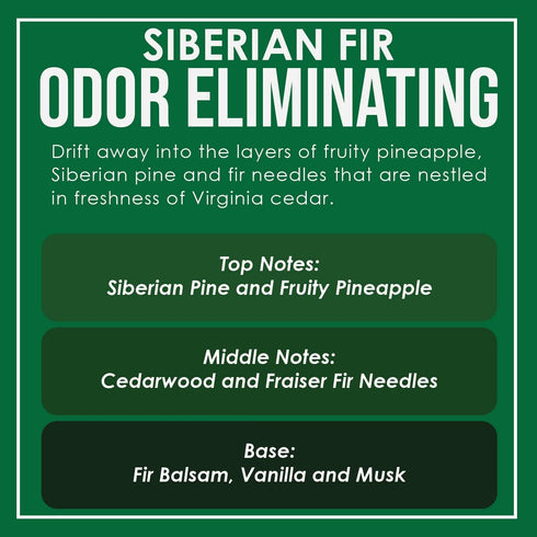 Siberian Fir Odor Eliminating Candle - 12 Ounce Premium Soy Blend, 80 Hour Burn Time