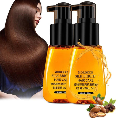 Hair Oil Serum for Frizzy Hair - Morocco Oil Silk Bright Frizz-Free Serum | Smoothing Natural Hair Care (2Pcs)