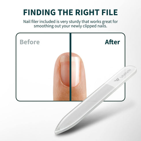 Nail Clippers with Catcher, No Splash Fingernail Toenail Clippers, Sharp Curved Blade & Glass Nail File for Men Women