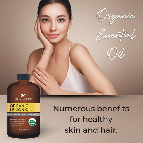 Organic Lemon Essential Oil 4 FL OZ - 100% Pure & Natural with Glass Dropper for Aromatherapy