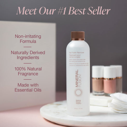 Mineral Fusion Nail Polish Remover - Acetone-Free Nail Care with Natural Solvents, TSA-friendly Travel Size, 3 fl oz