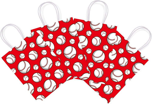 16 PCS Baseball Party Gift Bags, Birthday Decor Supplies for Kids and Adults, Baseball Pattern Goody Treat Bags