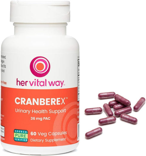 Cranberex Cranberry Pills with 36mg PAC for Urinary Tract Health, 60 Veg Capsules