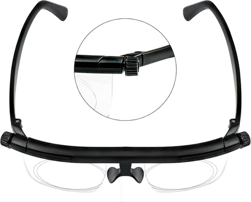 Ouolipraa 0D 400D Flex Focal Adjustable Glasses Dial Vision Reading Glasses Zoom Eyeglasses for Men Women One Power