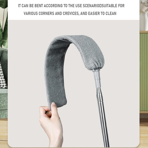 Retractable Dust Cleaner Brush with 4 Replacement Duster Cloths, 100-inch Extendable Pole for Cleaning Under Furniture