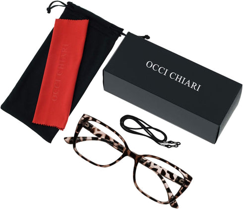 OCCI CHIARI Stylish Reading Glasses Women 1.0, 1.5, 2.0, 2.5, 3.0, 3.5, 4.0, 5.0, 6.0 (Leopard, 1.0)