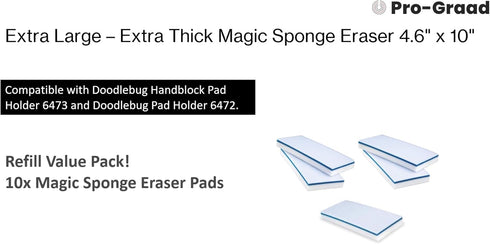 Magic Mopper 4610 10 Pack 4.5" 10" 1" Commercial Pack 10 Eraser Pads - x x Grade Melamine Sponges for Floor, Tile