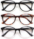 3 Pack Reading Glasses, Spring Hinge Stylish Readers Black/Tortoise for Men and Women (3 Mix, 2.0) Medium